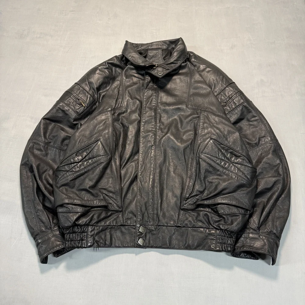 Giorgio Sappini leather bomber jacket 80s Black Size L